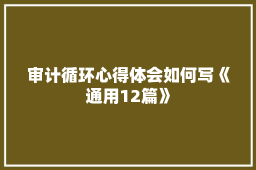 审计循环心得体会如何写《通用12篇》 面试技巧