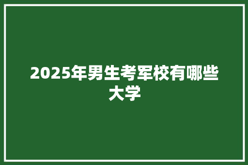 2025年男生考军校有哪些大学 简历