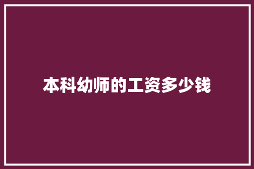 本科幼师的工资多少钱 论文