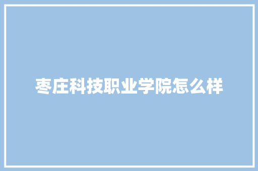 枣庄科技职业学院怎么样 个人简历