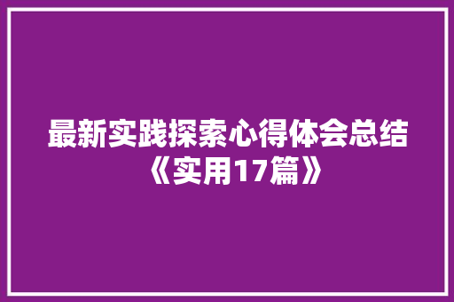 最新实践探索心得体会总结《实用17篇》 计算机论文
