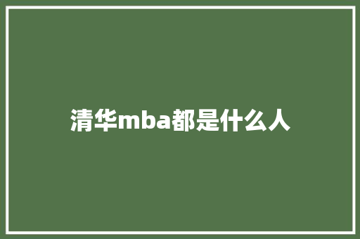 清华mba都是什么人 策划方案