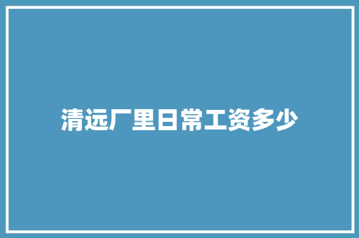 清远厂里日常工资多少 管理论文