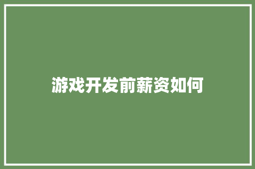游戏开发前薪资如何 承诺书