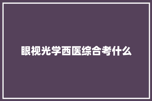 眼视光学西医综合考什么 计算机论文