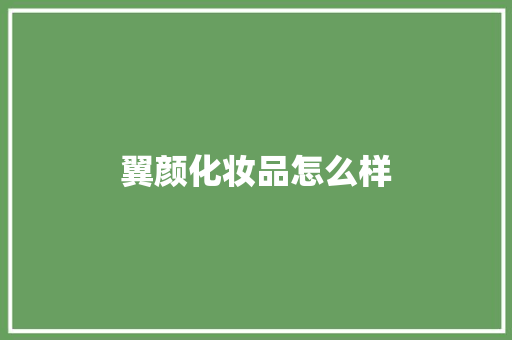翼颜化妆品怎么样 简历