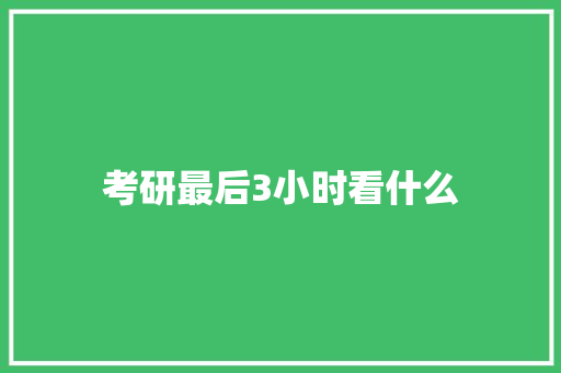 考研最后3小时看什么 管理论文