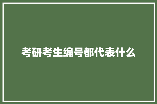 考研考生编号都代表什么 毕业设计