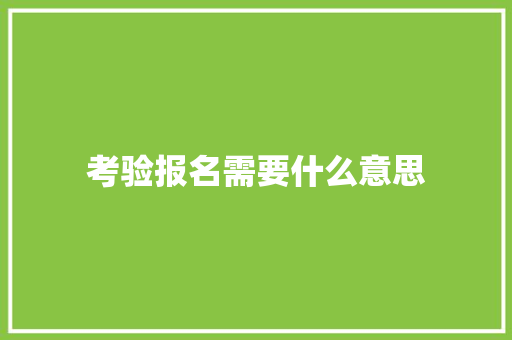 考验报名需要什么意思 论文