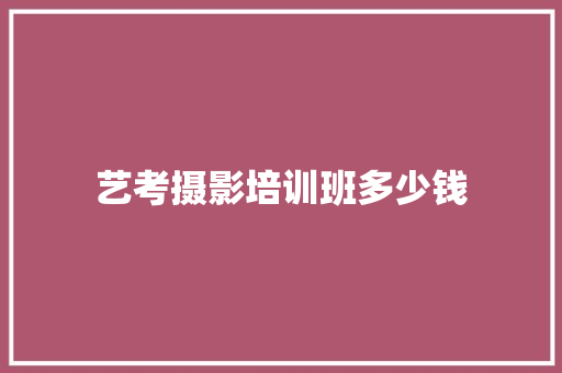 艺考摄影培训班多少钱 担保书
