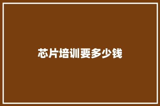 芯片培训要多少钱 论文