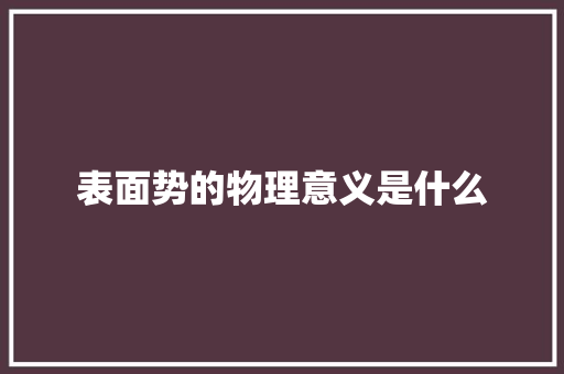 表面势的物理意义是什么 个人写作