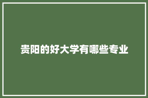 贵阳的好大学有哪些专业 英文简历