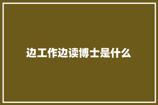 边工作边读博士是什么 简历资料