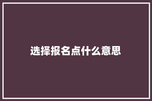 选择报名点什么意思 个人写作