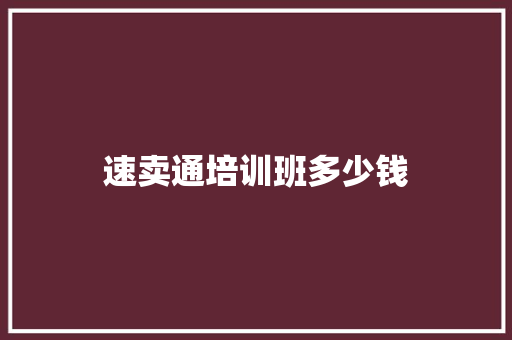 速卖通培训班多少钱 管理论文