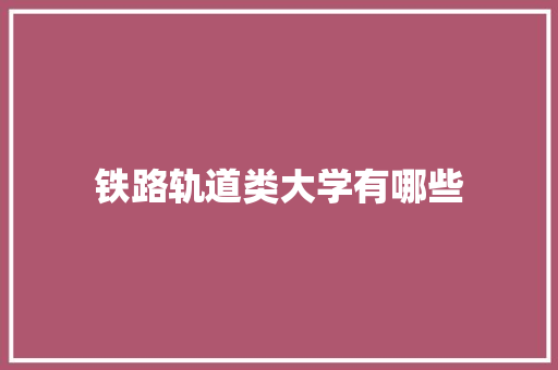 铁路轨道类大学有哪些 论文