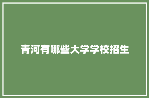 青河有哪些大学学校招生 策划方案