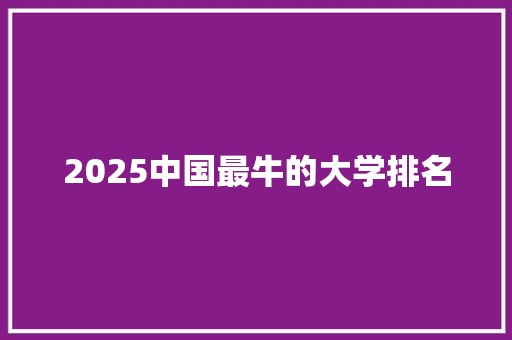 2025中国最牛的大学排名 面试技巧