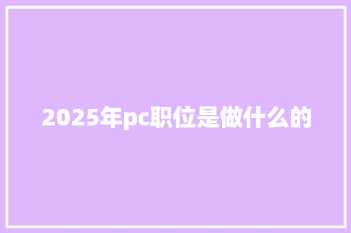 2025年pc职位是做什么的 办公写作