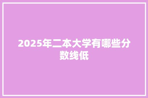 2025年二本大学有哪些分数线低 简历资料