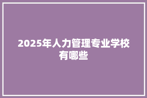 2025年人力管理专业学校有哪些 教育论文