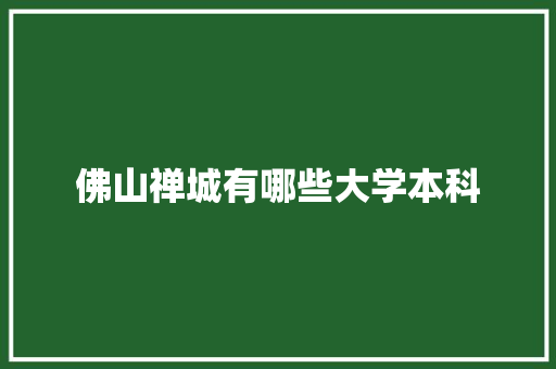 佛山禅城有哪些大学本科 面试技巧