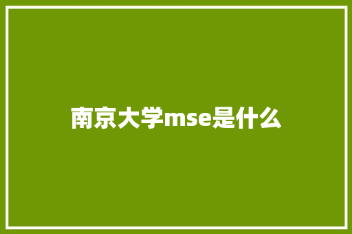 南京大学mse是什么 社会论文