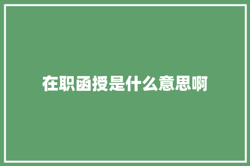 在职函授是什么意思啊 文秘写作