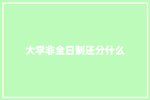 大学非全日制还分什么 计算机论文