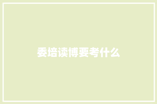 委培读博要考什么 文秘写作