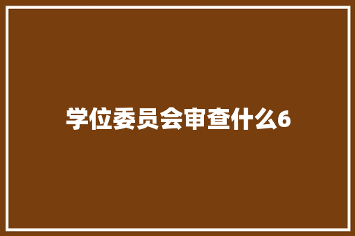 学位委员会审查什么6 个人写作