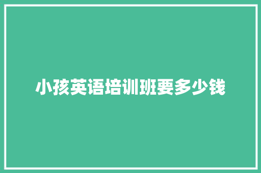 小孩英语培训班要多少钱 计算机论文