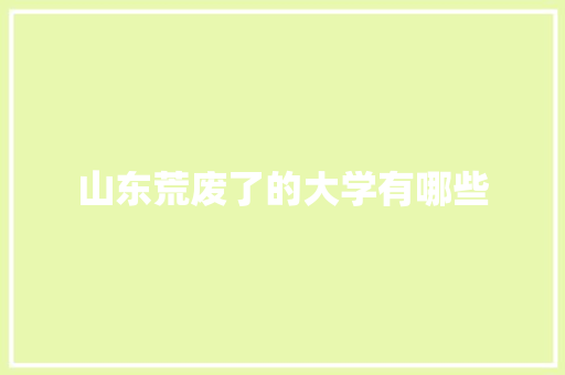 山东荒废了的大学有哪些 文秘写作