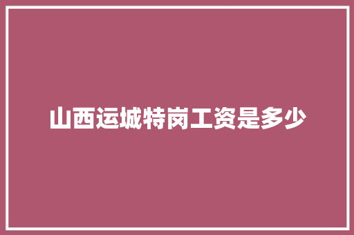 山西运城特岗工资是多少 策划方案