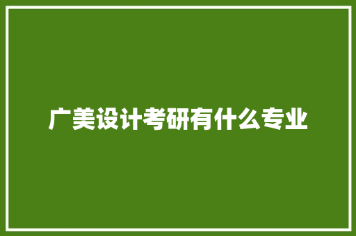 广美设计考研有什么专业 简历资料