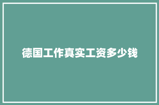 德国工作真实工资多少钱 承诺书