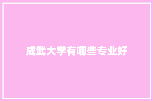 成武大学有哪些专业好 个人简历