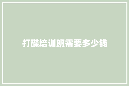 打碟培训班需要多少钱 教育论文