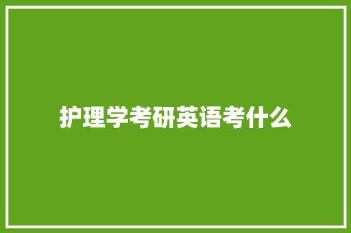 护理学考研英语考什么 教育论文