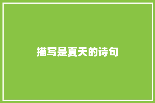 描写是夏天的诗句 面试技巧