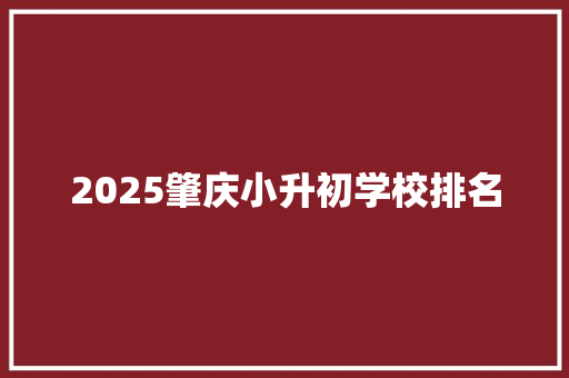 2025肇庆小升初学校排名 论文