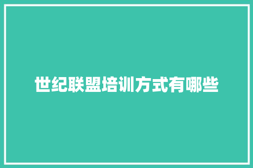 世纪联盟培训方式有哪些 计算机论文