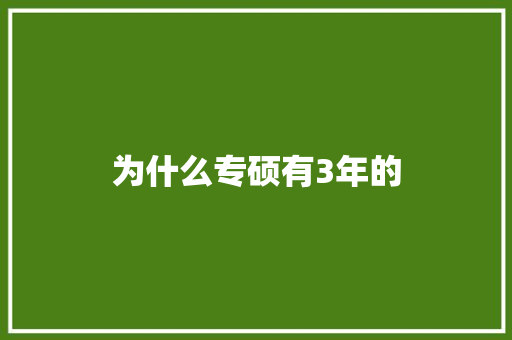 为什么专硕有3年的 管理论文