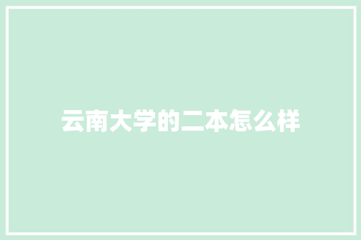 云南大学的二本怎么样 保证书
