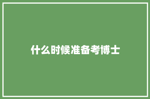 什么时候准备考博士 毕业设计