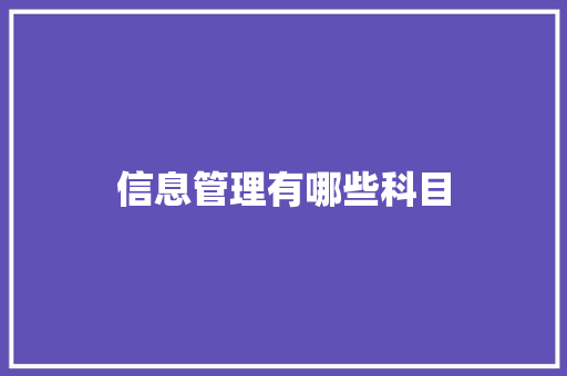 信息管理有哪些科目 个人简历