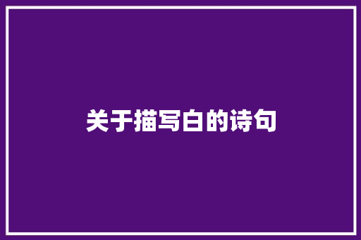 关于描写白的诗句 简历