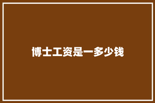 博士工资是一多少钱 个人简历