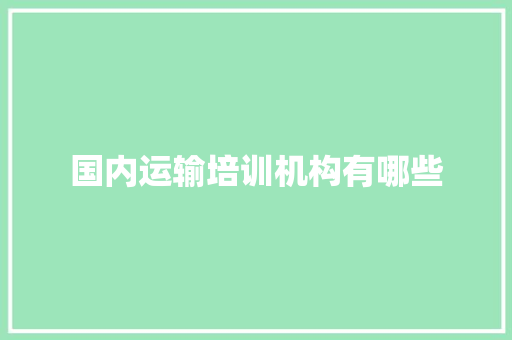 国内运输培训机构有哪些 办公写作